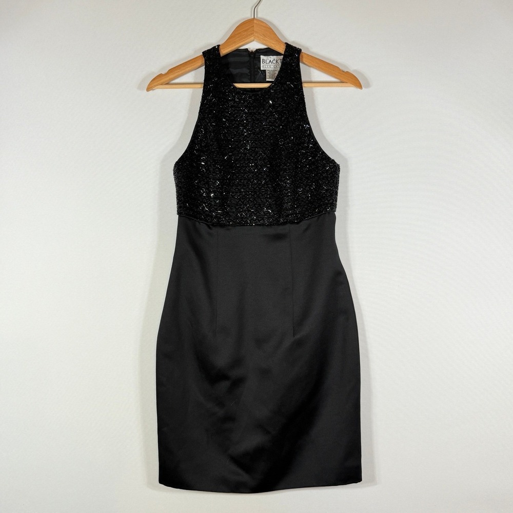 Black Tie Oleg Cassini Womens 2 Dress‎ Cocktail Beaded Sleeveless Gatsby 20s